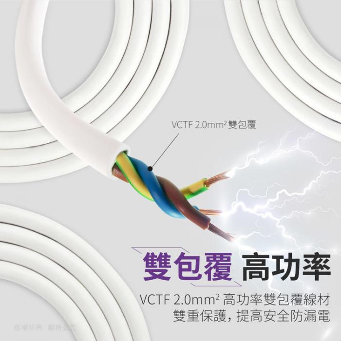 1米 電源延長線 / 10孔插座 直插頭 新安規 15A