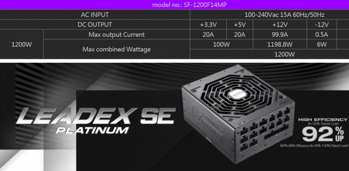 振華 LEADEX SE 1200W 白金牌