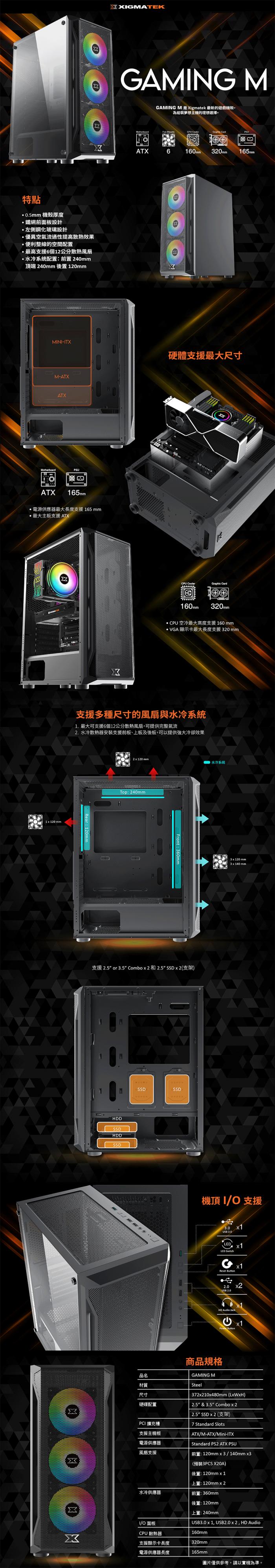 Xigmatek Gaming M ARGB 黑化網孔面板 (可加購X20A ARGB風扇 1/100)
