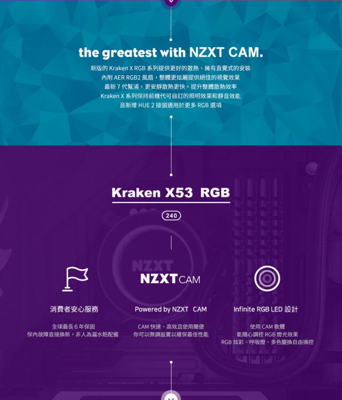 NZXT Kraken X53 24cm水冷排 RGB冷頭+RGB風扇 (買12代U送扣具)