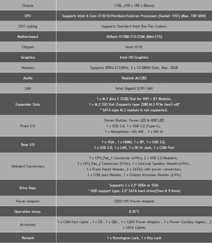 華擎 Deskmini 110/COM 迷你準系統