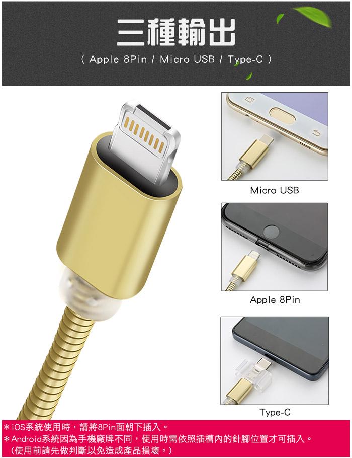 8in1 多功能OTG接頭 快速充電傳輸線 土豪金