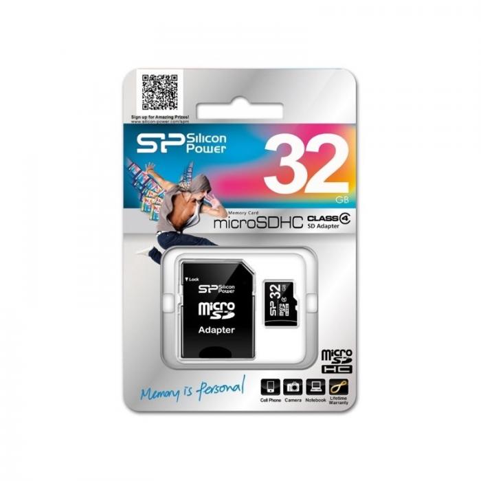 SP廣穎 32GB microSDHC class4 黑色 附轉卡
