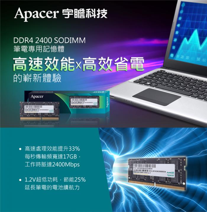 Apacer 8G DDR4 2400 筆電用