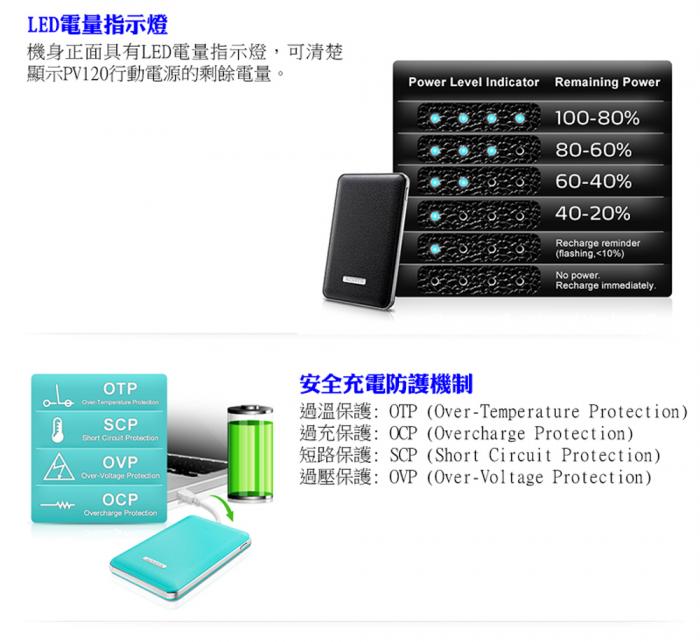 威剛 PV120 5100mAh 行動電源黑