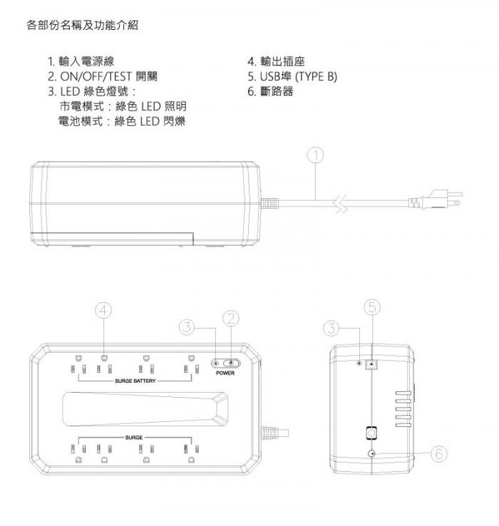 台達 UPS UPO-551AWB-S 離線式 建達 一年保固