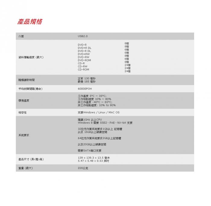 LITEON ES1 8X 最輕薄外接式DVD燒錄機 （Y型電源線）黑色