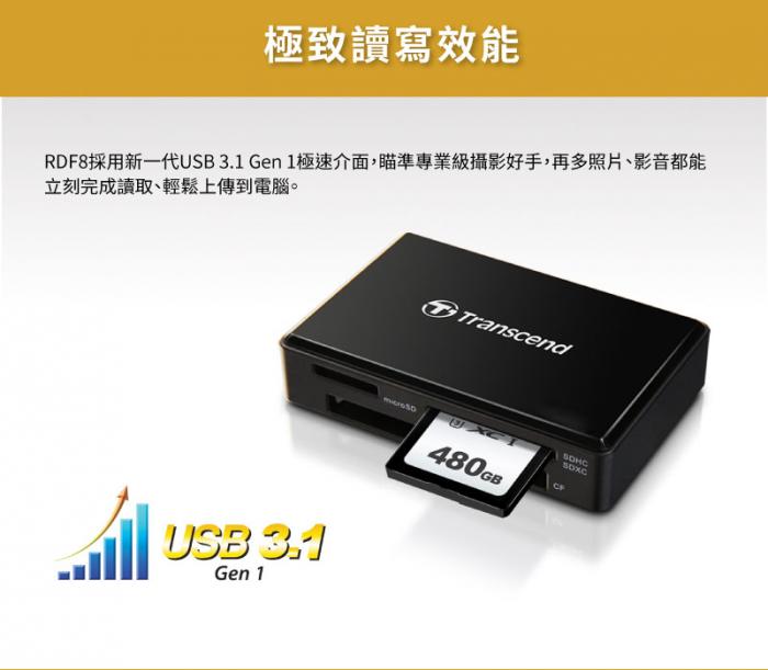 創見 RDF8 讀卡機 USB3.1 白