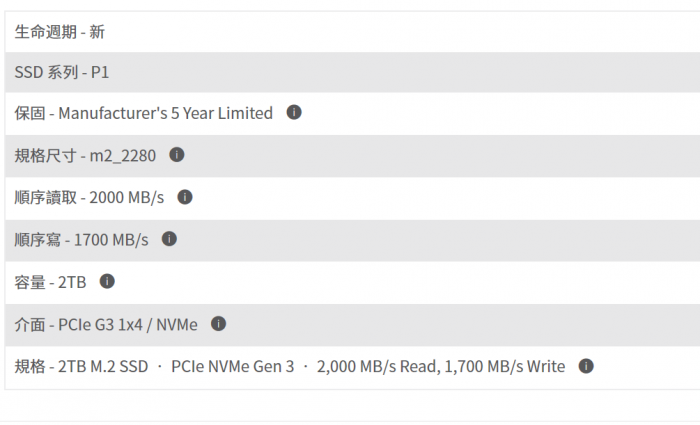 美光 Micron Crucial P1 2TB M.2 PCIe 2280