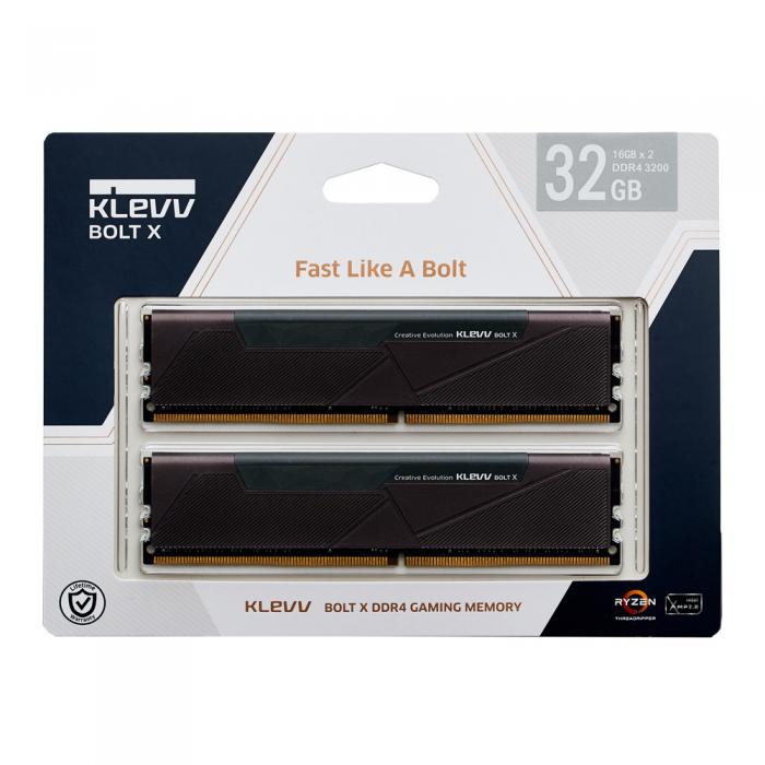 KLEVV(科賦) 32GB(雙通16GB*2) DDR4 3200 BOLT X系列 黑散熱片