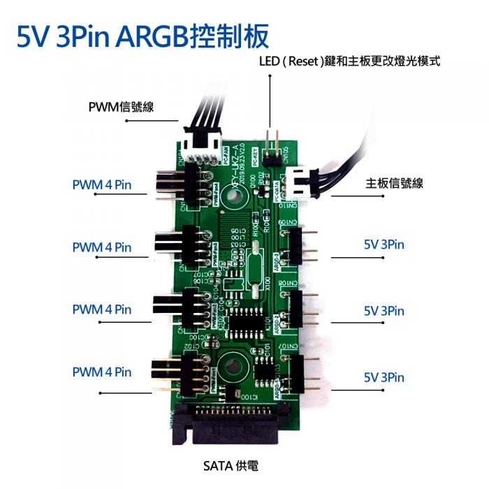 5V 3PIN ARGB控制板 (一對多分接板)