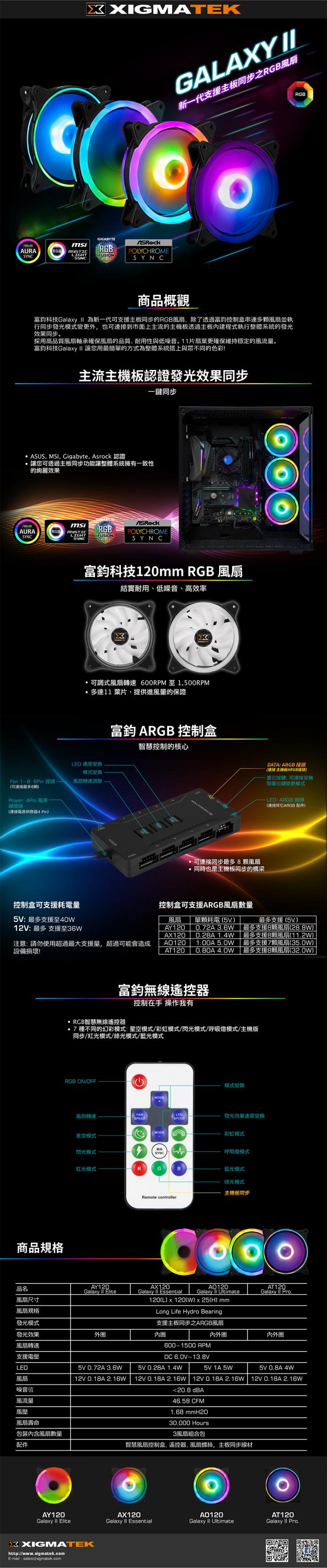 Xigmatek AX120 ARGB 風扇 單顆(散裝)