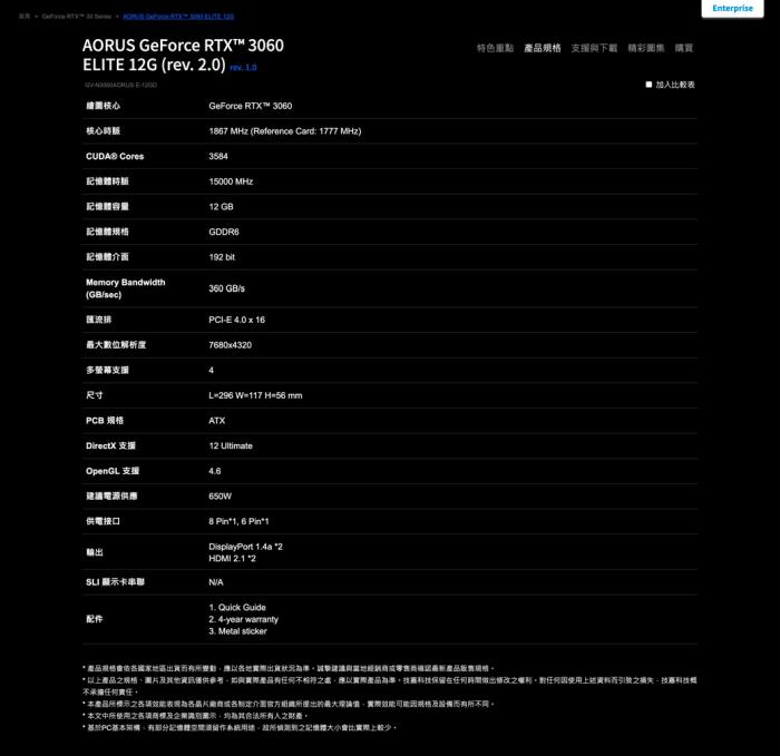 技嘉 AORUS RTX3060 ELITE 12G (rev2.0)