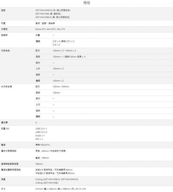 銀欣 FARA H1 M 系列 (SST-FAH1MB-G) 玻璃透側 M-ATX 機箱 黑