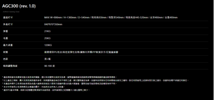 技嘉 Aorus Agc300 電競椅 活動至6/26 指送免運