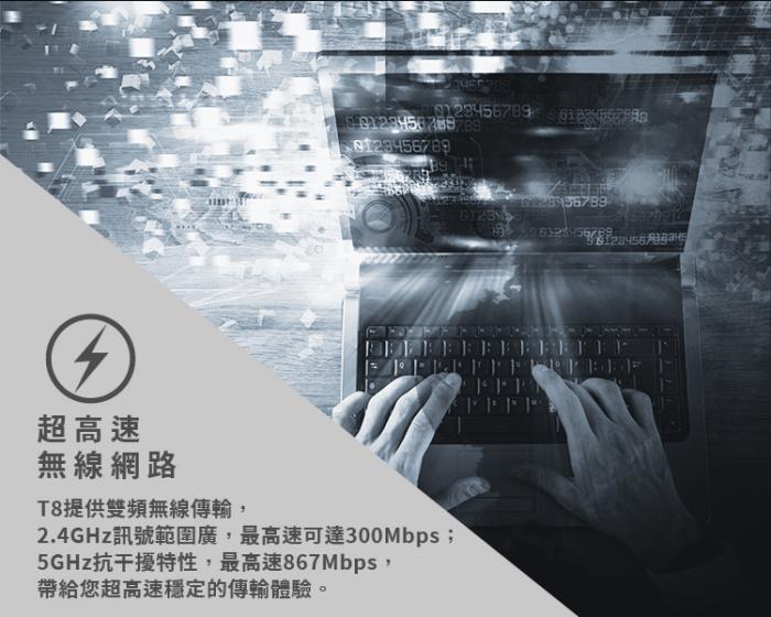 TOTOLINK T8 AC1200【300+867M】Mesh路由器 Giga 單顆入