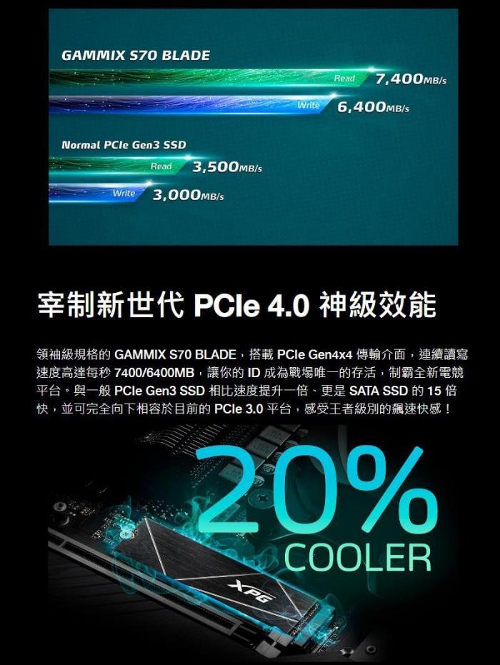 威剛 XPG S70 BLADE 512G/Gen4