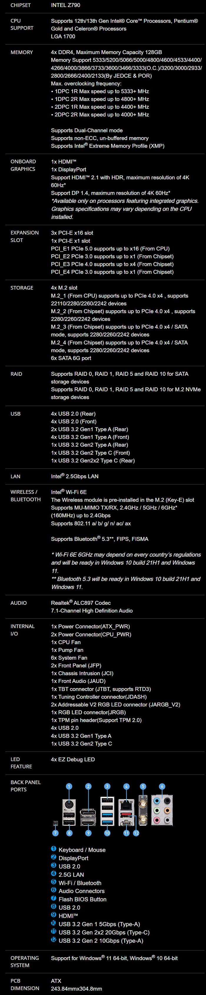 微星 PRO Z790-P WIFI DDR4