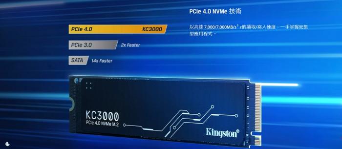 金士頓 KC3000 2TB Gen4 PCIe*4