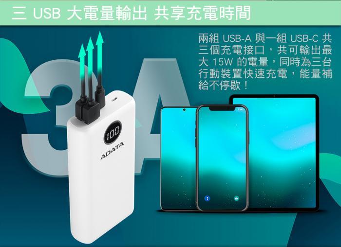 威剛 P20000QCD 20000mAh 快充行動電源 (時尚黑)