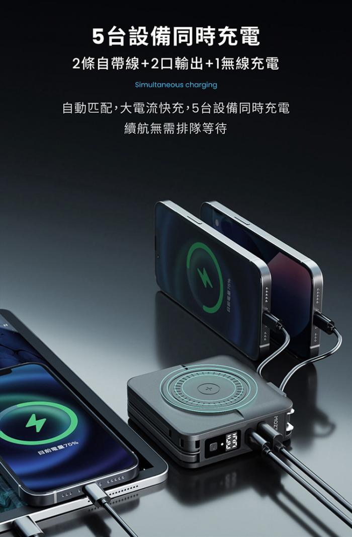 MOZTECH 多功能五合一 萬能充Pro 10000mAh行動電源 (黑)