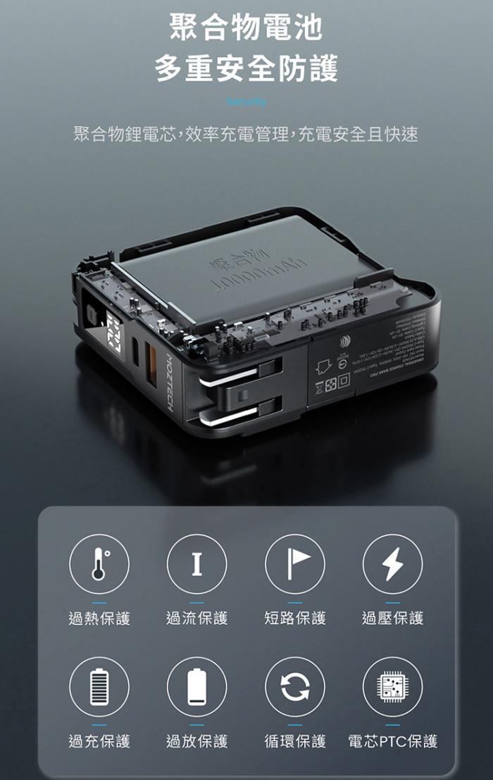 MOZTECH 多功能五合一 萬能充Pro 10000mAh行動電源 (黑)