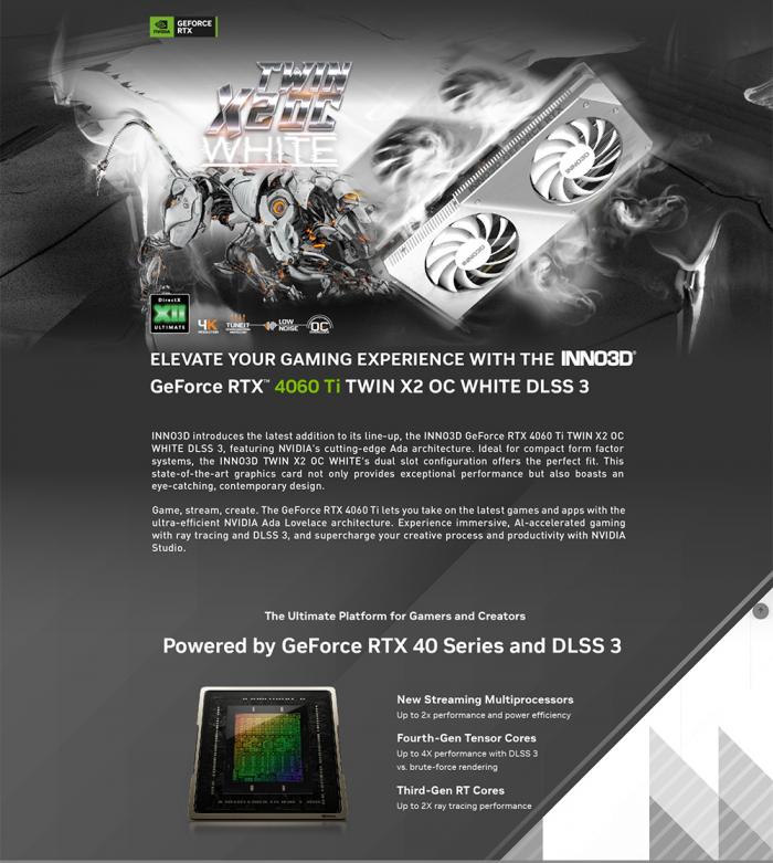 INNO3D RTX4060Ti Twin X2 OC WHITE 8G
