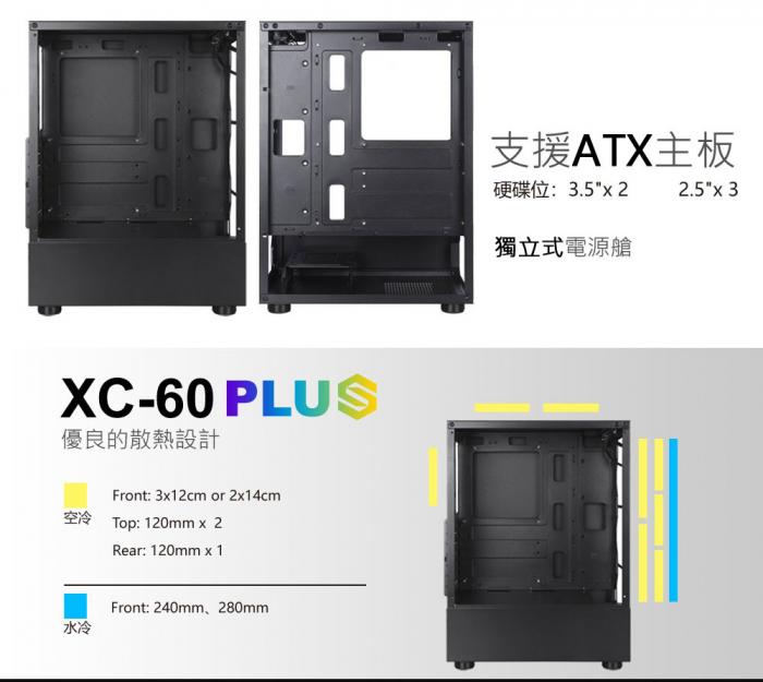 翰欣 XCP XC-60 PLUS 玻璃側板 電競機殼