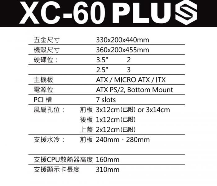 翰欣 XCP XC-60 PLUS 玻璃側板 電競機殼