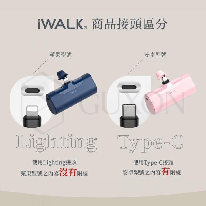 【iWALK】Type-C 四代 直插式口袋電源 行動電源(安卓專用) 午夜藍