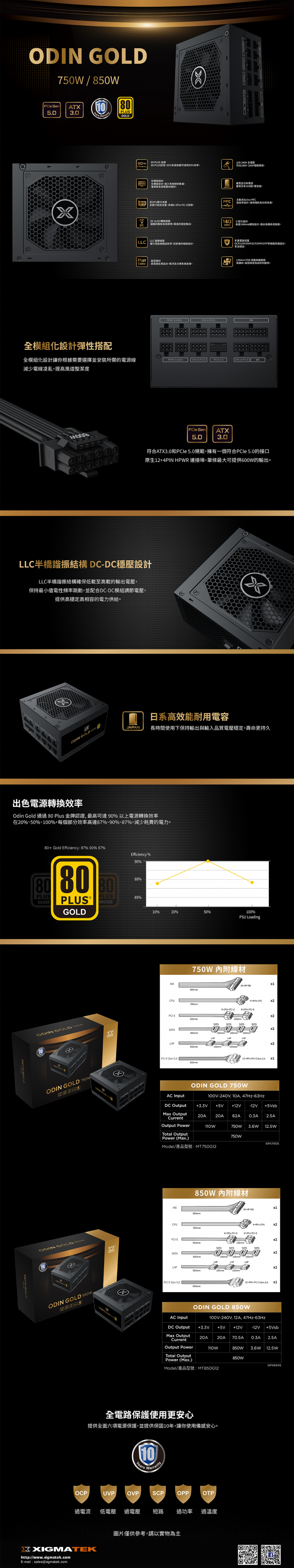 Xigmatek Odin Gold 750W 80+金牌 全模ATX3.0