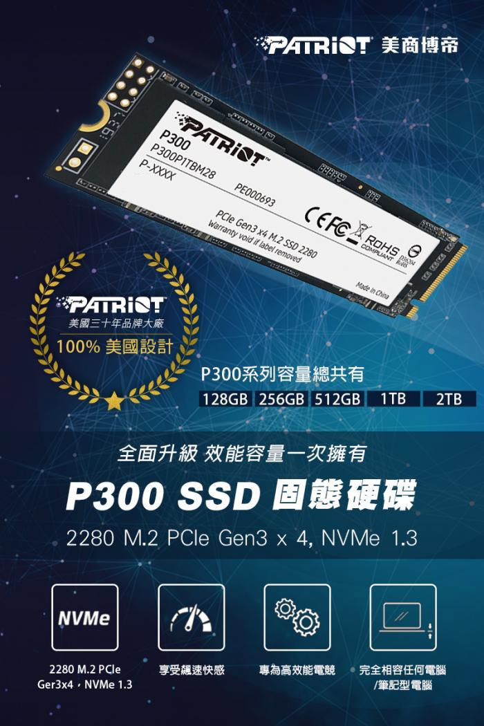 Patriot 美商博帝 P300 2TB M.2 PCIe 限搭主機板
