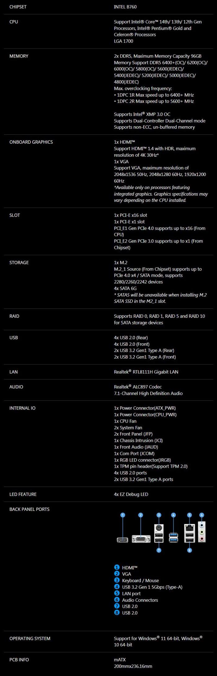 微星 PRO B760M-E DDR5