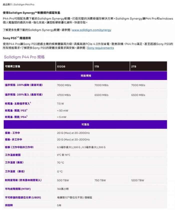 Solidigm(原INTEL) P44 Pro 512G/Gen4 PCIe 4.0