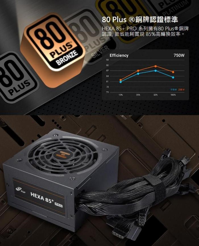 全漢 HEXA 85+ PRO 750W GEN5 銅牌