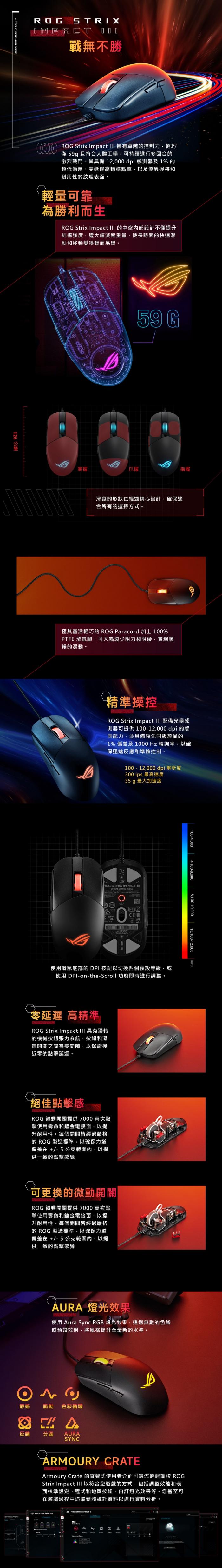 華碩 ROG Strix Impact III 電競滑鼠