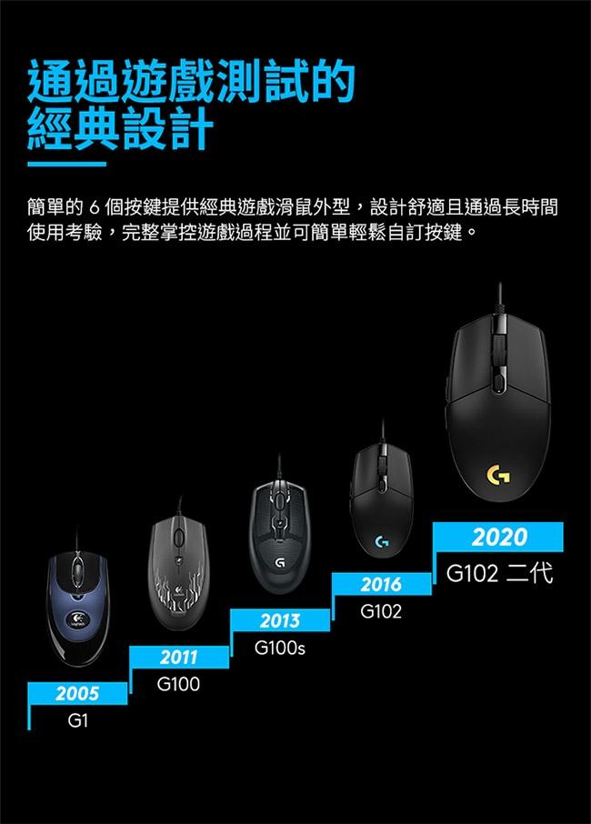 羅技 G102 炫彩遊戲滑鼠-藍色