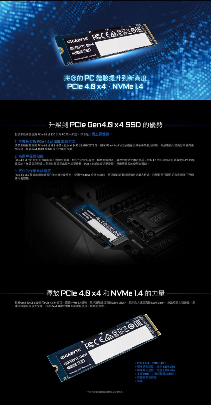 技嘉 Gen4 4000E 1TB(G440E1TB)