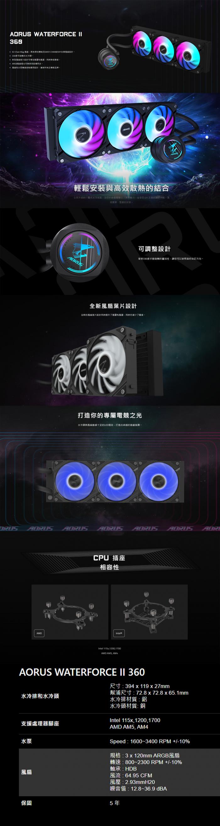 技嘉 AORUS WATERFORCE II 360 鷹魂二代