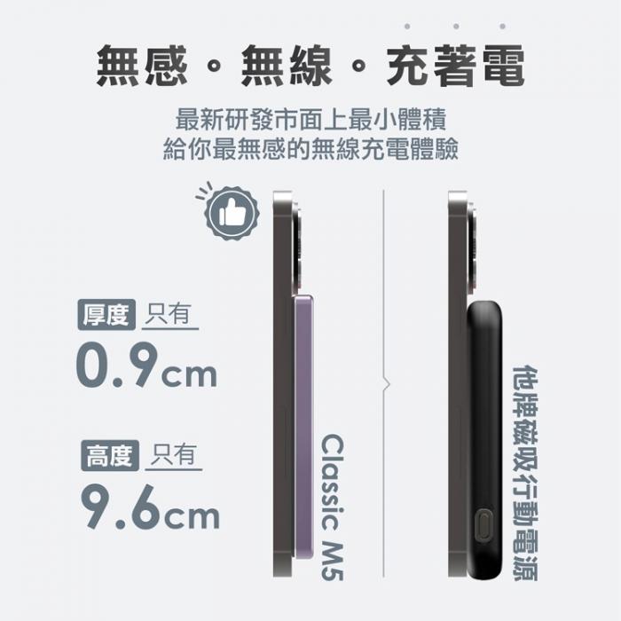 TOTOLINK【M5 香檳金】Magsafe 超薄無線磁吸行動電源/20W快充/金屬質感