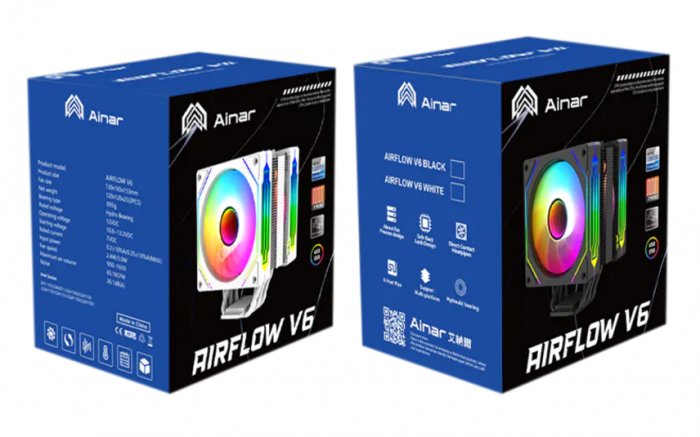艾納爾 AIRFLOW V6  雙風扇ARGB散熱器 白