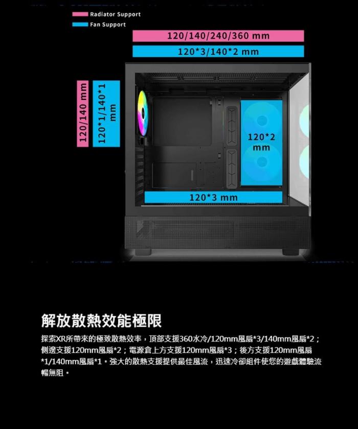 Montech XR 黑色 全景玻璃透側