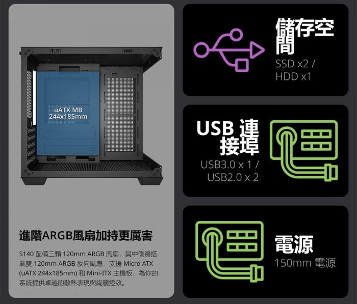 全漢 S140黑 小海景機箱