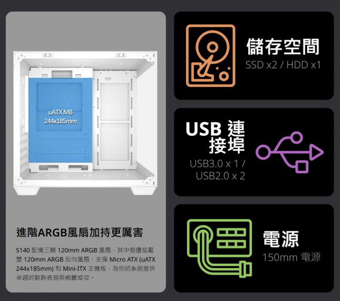 全漢 S140白 小海景機箱