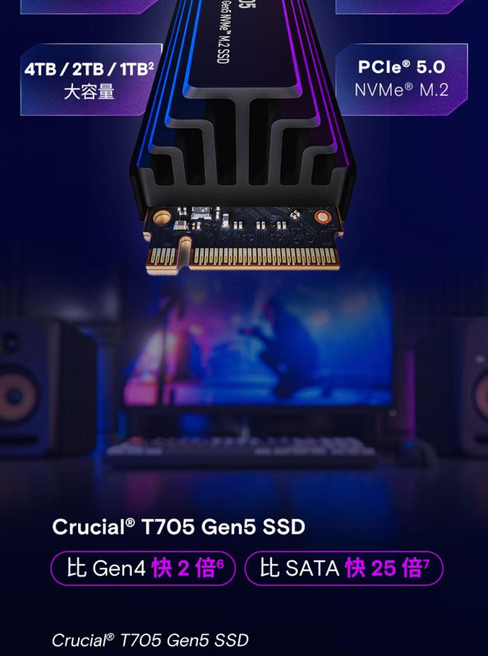 美光 Micron Crucial T705 2TB Gen5 PCIe 5.0