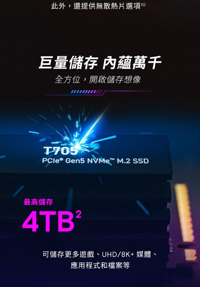 美光 Micron Crucial T705 2TB Gen5 PCIe 5.0
