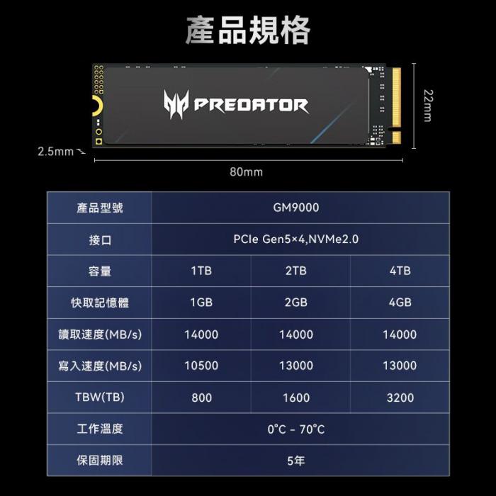 ACER Predator GM9000 1TB PCIe Gen5