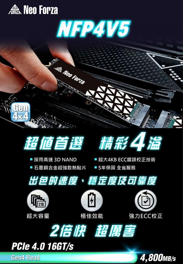 Neo Forza 凌航 NFP4V5 1TB Gen4 限搭板