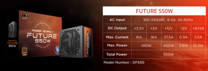 Xigmatek FUTURE 550W  80+ 銅牌 扁平線