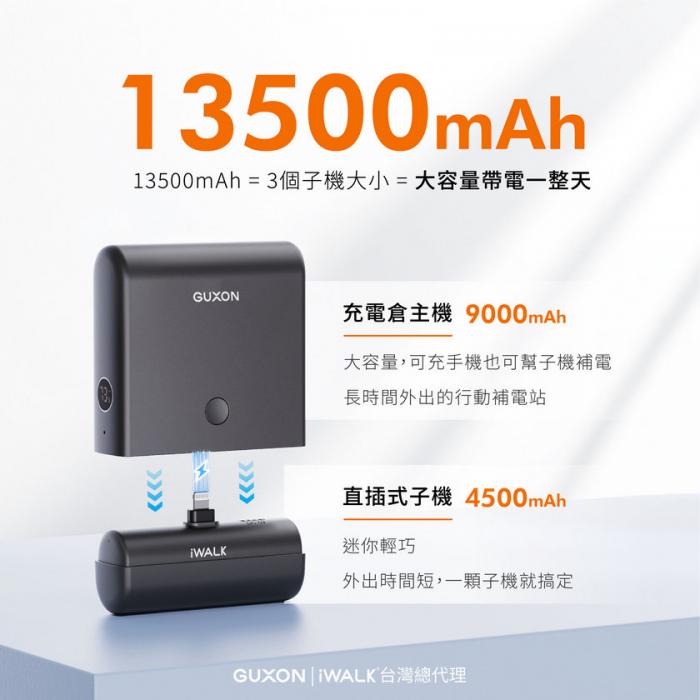 iWALK LINK組合式行動電源【黑色】13500mAh 大容量行動電源